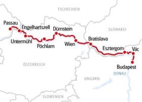 Radreise auf der Donau - Karte