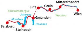 Trans Austria - Radtour Salzburg-Wien - Karte